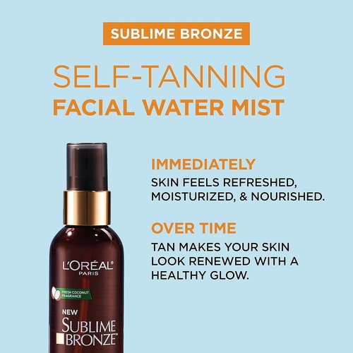 L'Oreal Paris Sublime Bronze Self Tanning Facial Mist - Water-Based, Coconut Water & Vitamin E, 3 fl. Oz
