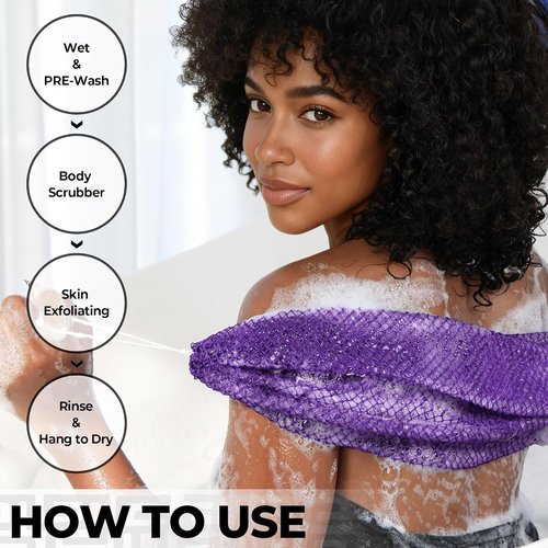 African Net Sponge - Authentic Exfoliating Body Scrubber | 2-Piece Bath Sponge Set for Skin Care