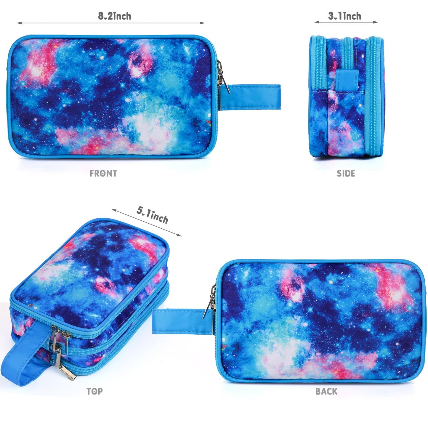 Vipdeal Galaxy Toiletry Bag for Girls, Travel Toiletry Bag for Teen Girls Cosmetic Bag Makeup Bag Waterproof Hanging Wash Bag Toiletries, Blue