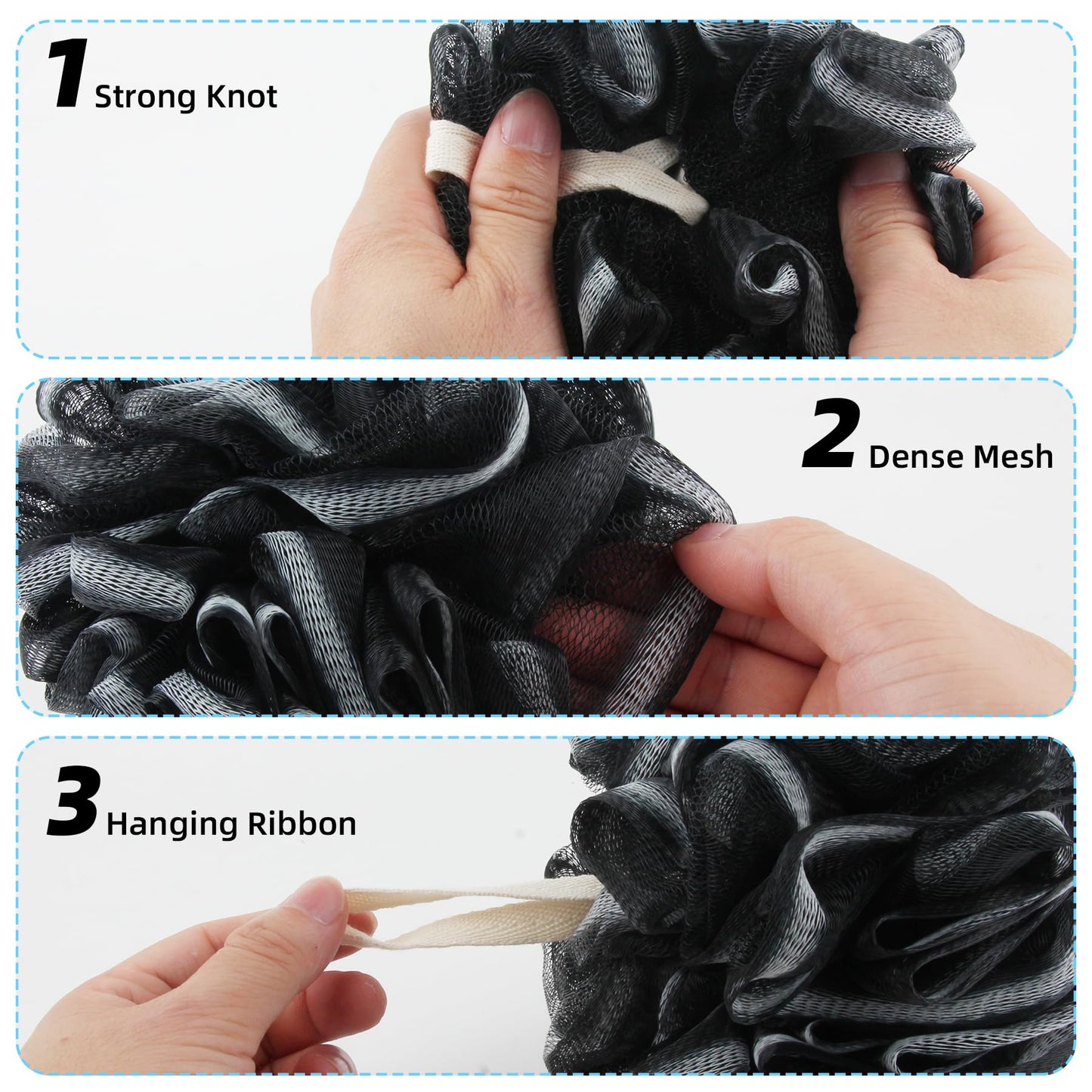 Chuya 4 Pack Bath Loofahs Sponge 70g,Shower Sponges Loofah Body Scrubber Balls for Body Cleaning Soft mesh