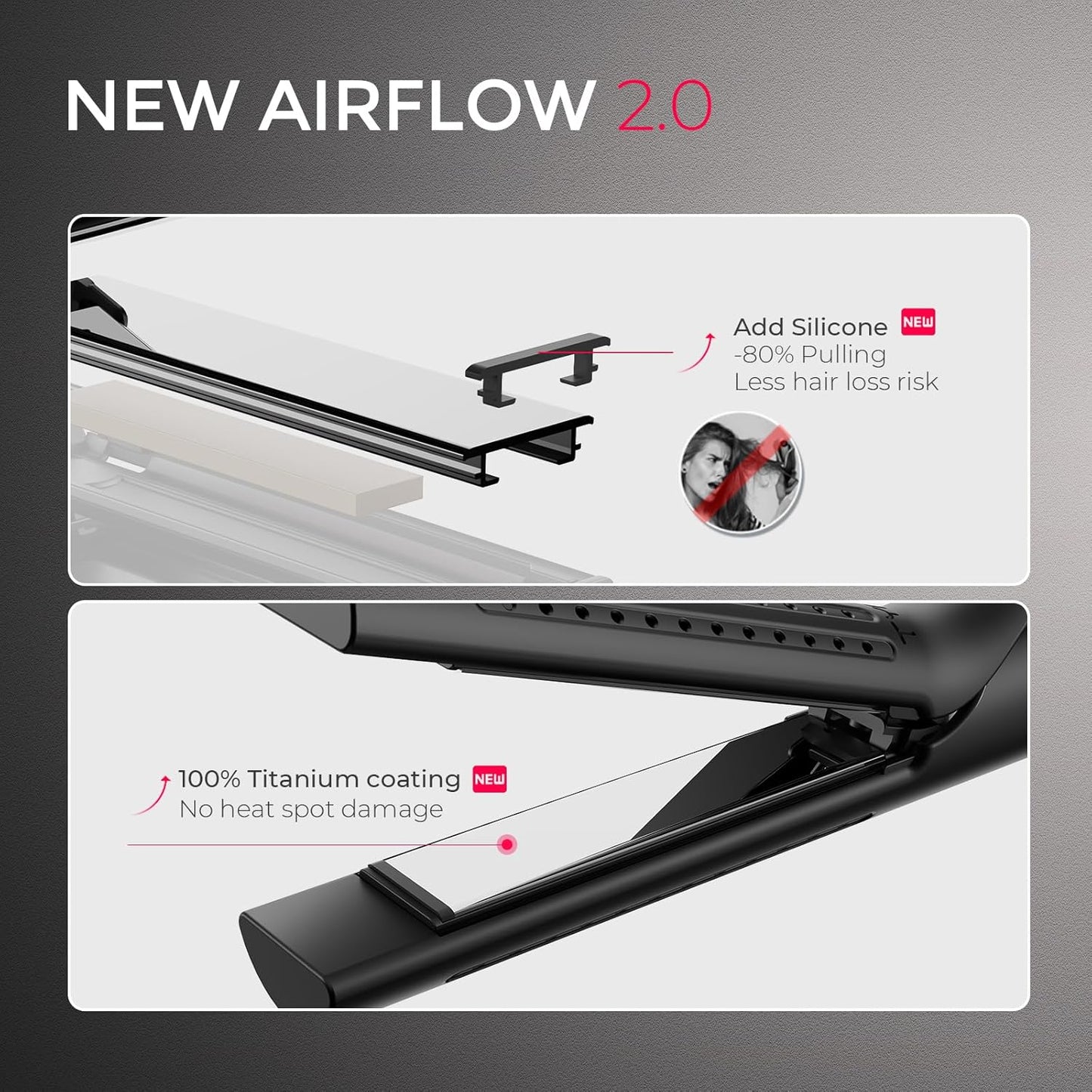 TYMO Airflow 2.0 Curling Iron - 2-in-1 Hair Straightener & Curler, 1.25 Inch, Dual Voltage, Black