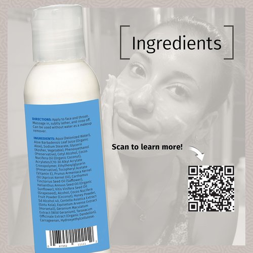 Reviva Labs Cleansing Milk - Gentle Facial Cleanser with Aloe & Botanical Oils - Hydrating Vegan Face Wash for Sensitive Skin - 4 fl oz