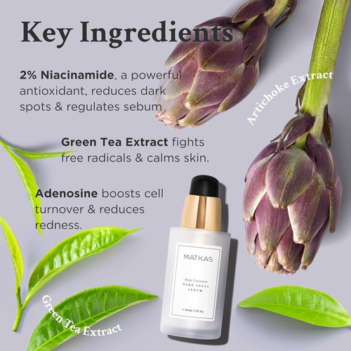 MATKAS Korean Dark Spot Corrector Serum - Niacinamide Brightening for Oily Skin | 1 Fl. Oz.