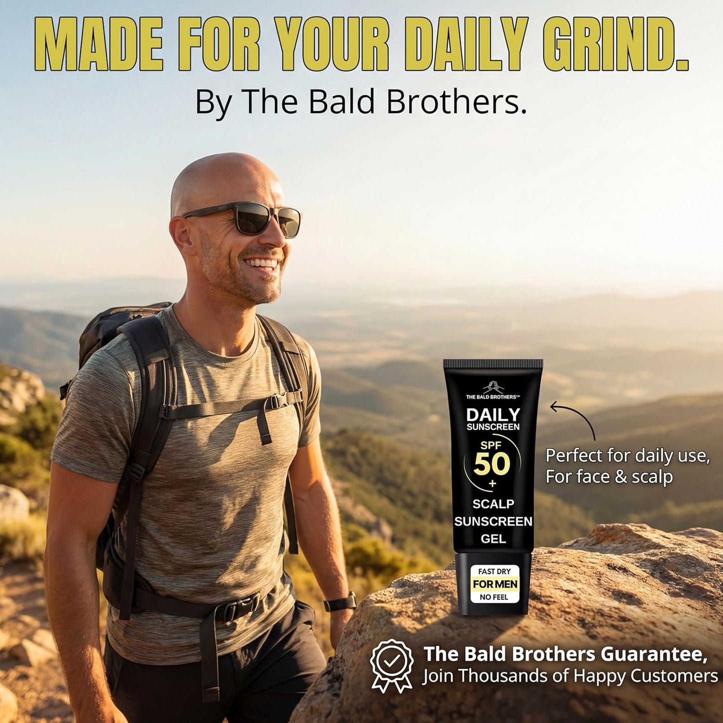 The Bald Brothers Daily Scalp Sunscreen - SPF 50+ | Fragrance-Free, Matte Finish, Vegan Care