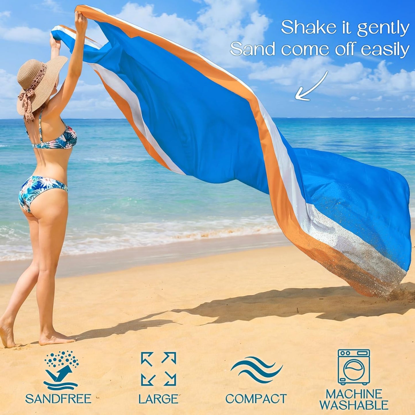 BYDOLL Beach Blanket - 10' x 9' Waterproof & Sandproof Oversized Mat for Travel, Camping & Picnics