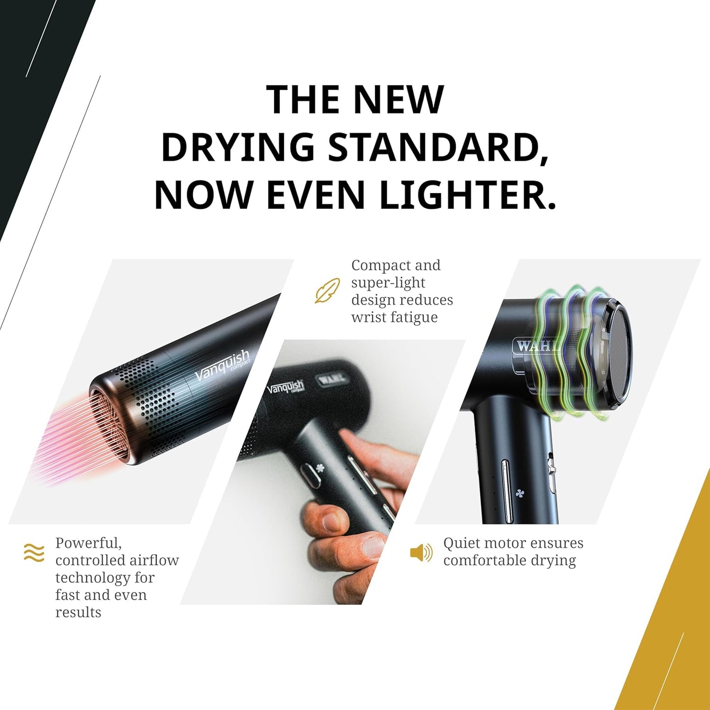 Wahl Professional Hair Dryer - Ultra Lightweight 1600W Corded Design with 3 Heat & Speed Settings | Black