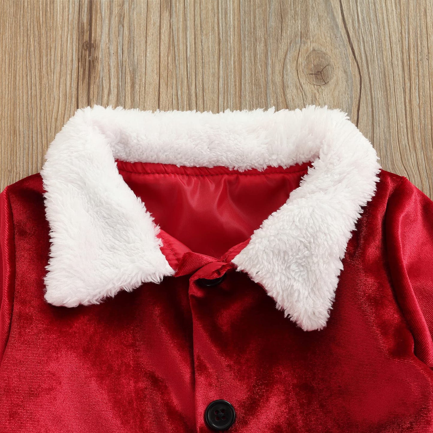 Emmababy Santa Costume Infant Baby Boy Velvet Outfit Toddler Girls Christmas Outfit Button Down Plush Jacket Coat Pants Hat (3PCS pants set, 6-12 Months)