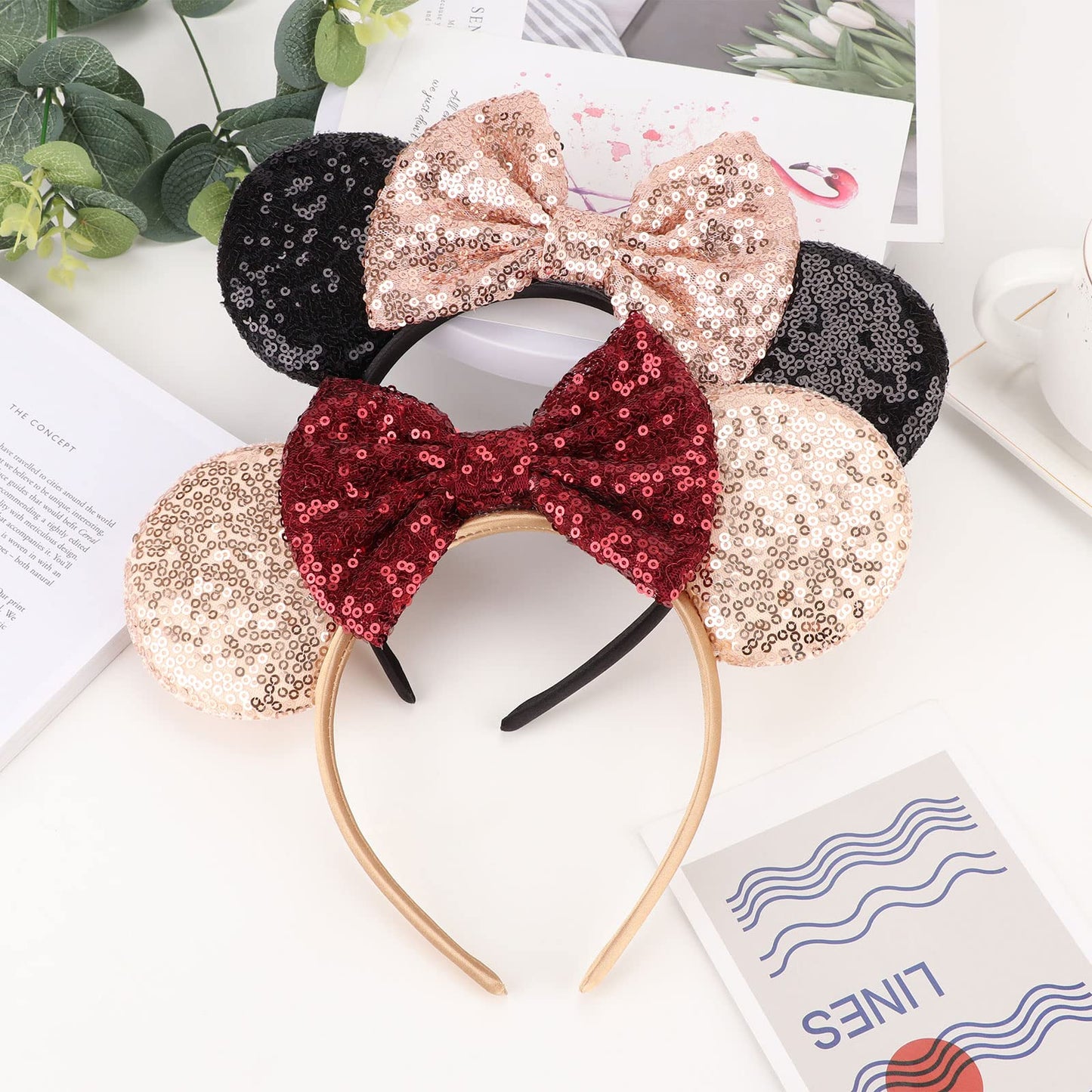 DRESHOW Mouse Ears Bow Headbands Glitter Party Decoration Cosplay Costume for Girls & Women