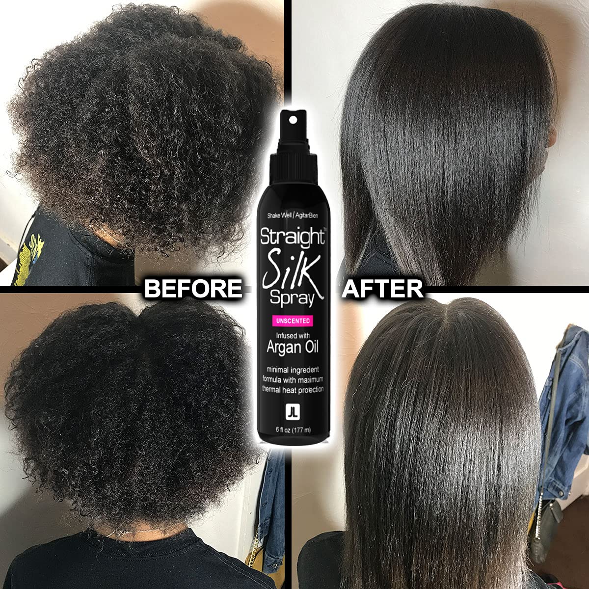 Skiennix Straight Silk Spray - Moroccan Argan Oil Thermal Protector | Alcohol-Free Heat Protectant up to 450°F | 6oz