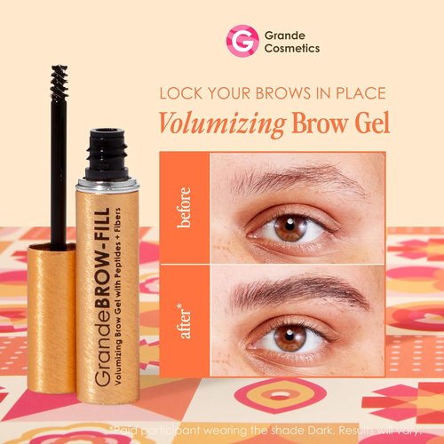 Grande Cosmetics GrandeBROW-FILL Volumizing Brow Gel - Tinted or Clear Eyebrow Mascara | Soft Flexible Hold, Water Resistant