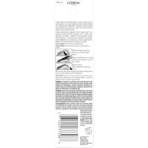 L'Oreal Paris Brow Stylist Pencil - Shape & Fill Mechanical Eyebrow Makeup, Light Brunette, 0.008 oz.