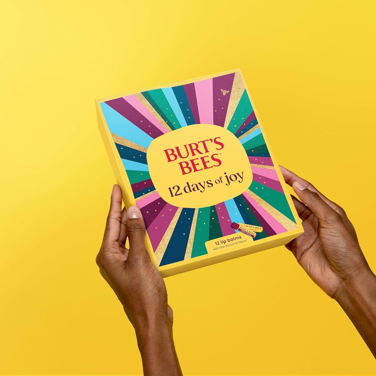 Burt’s Bees Advent Calendar - 12 Natural Lip Balms for 24-Hour Moisture | Juicy Cherry & More, 0.15 Oz Each