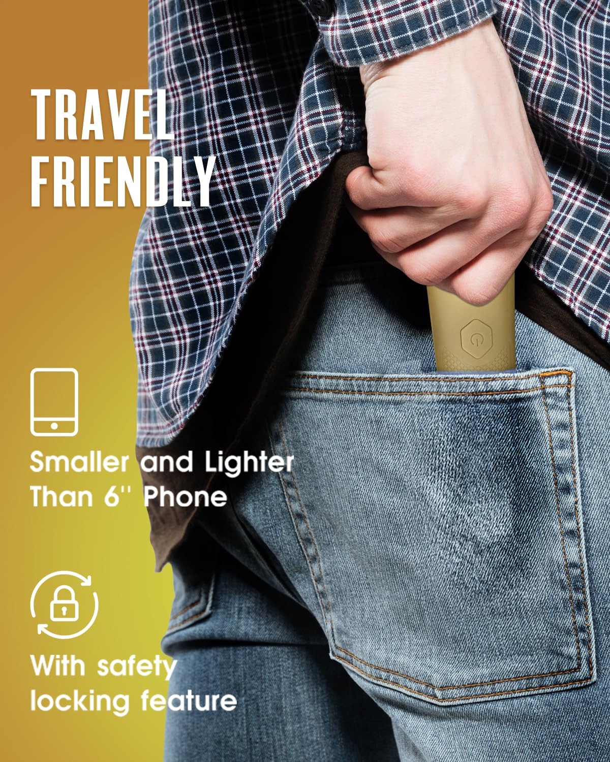 Sensitive Skin Personal Pubic Hair Trimmer for Women and Men, Electric Manscape/Bikini Trimmer, Waterproof Groin Trimmer for Body Hair, with Light, Travel Size, 6 Precisions (Brown)