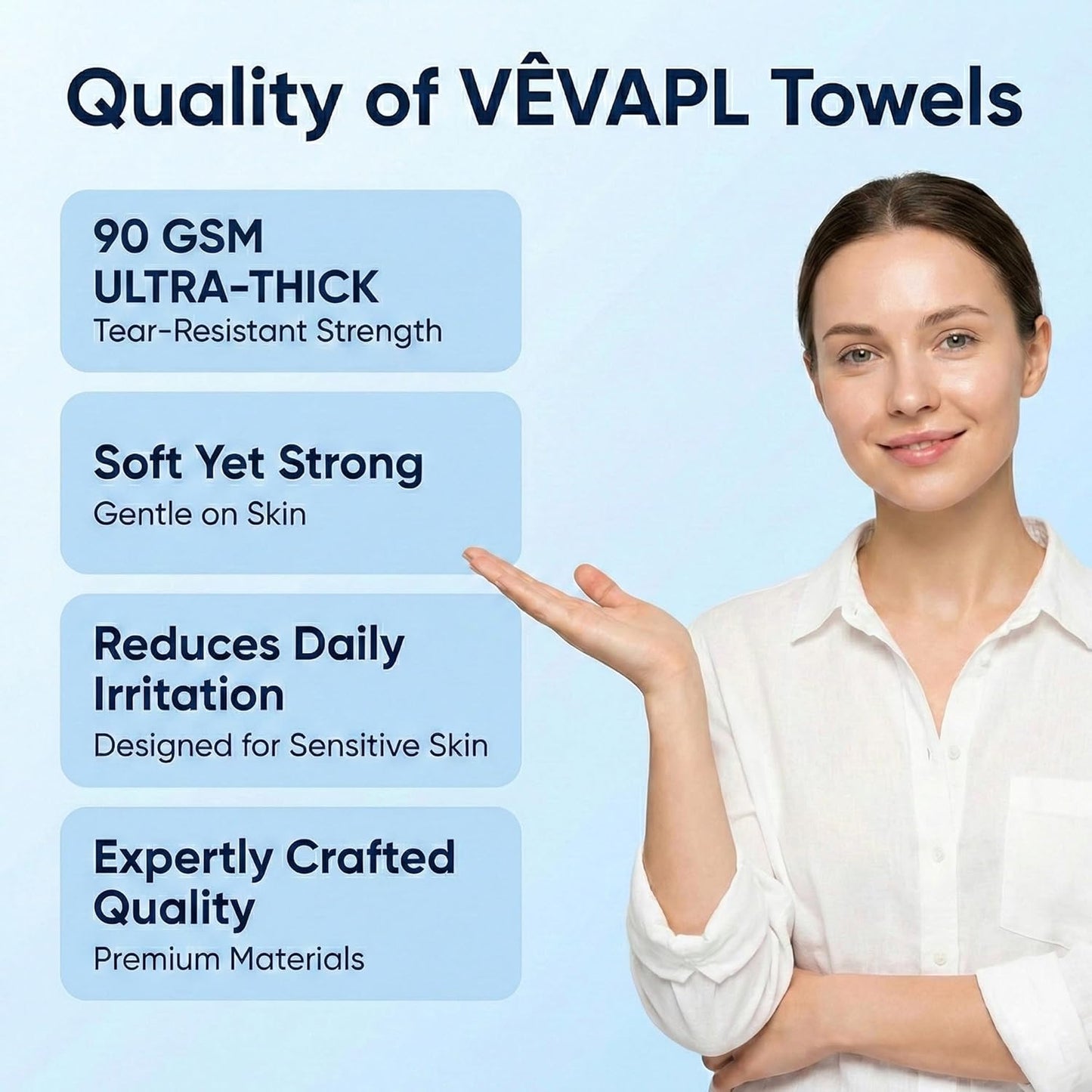 VÊVAPL® Clean Facial Towels - XL 60 Count | 100% Viscose, Ultra Soft & Thick for Skincare & Makeup Removal