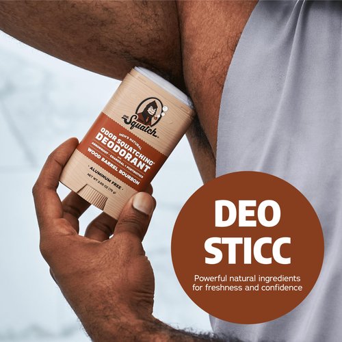 Dr. Squatch Natural Men’s Deodorant – Aluminum Free Natural Deodorant Men with Charcoal & Postbiotics for 72-Hour Odor Protection – Wood Barrel Bourbon, 2.65oz Stick (3-Pack)