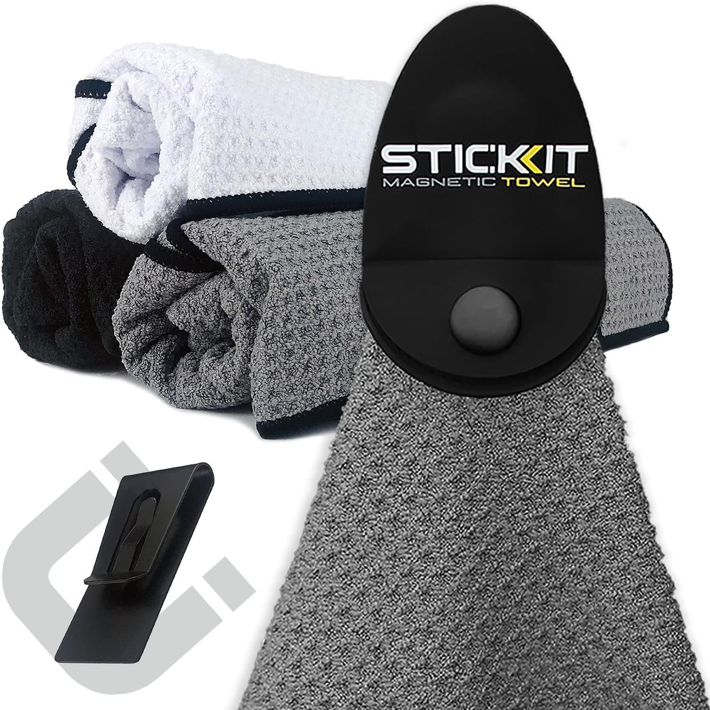 STICKIT Magnetic Sports Towel - Quick-Dry Microfiber with Deep Waffle Pockets | Ideal for Gym & Yoga