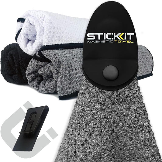 STICKIT Magnetic Sports Towel - Quick-Dry Microfiber with Deep Waffle Pockets | Ideal for Gym & Yoga
