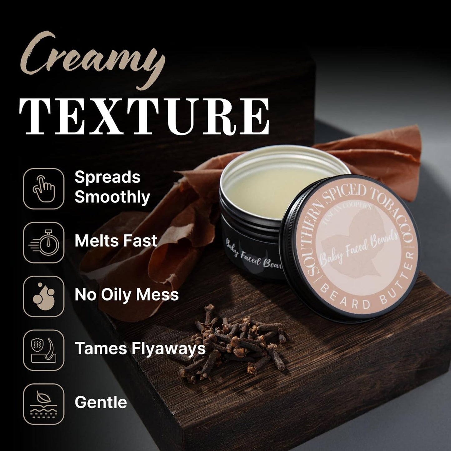 Tuscan Cooper's Beard Butter - Moisturizing Balm for All Hair Types | 4oz Southern Spiced Tobacco