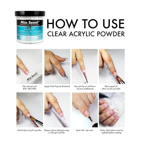 Mia Secret Clear Acrylic Powder - Professional Quality Nail Enhancement | 4oz Size