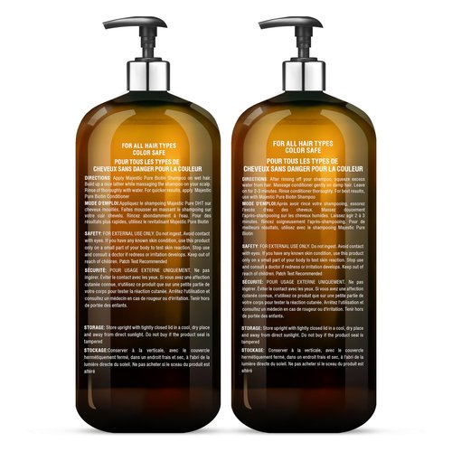 MAJESTIC PURE Biotin Shampoo and Conditioner Set with DHT Blocker Complex - Hydrating, Nourishing & Supporting Healthy Hair, Sulfate Free, for Men & Women - 16 fl oz each