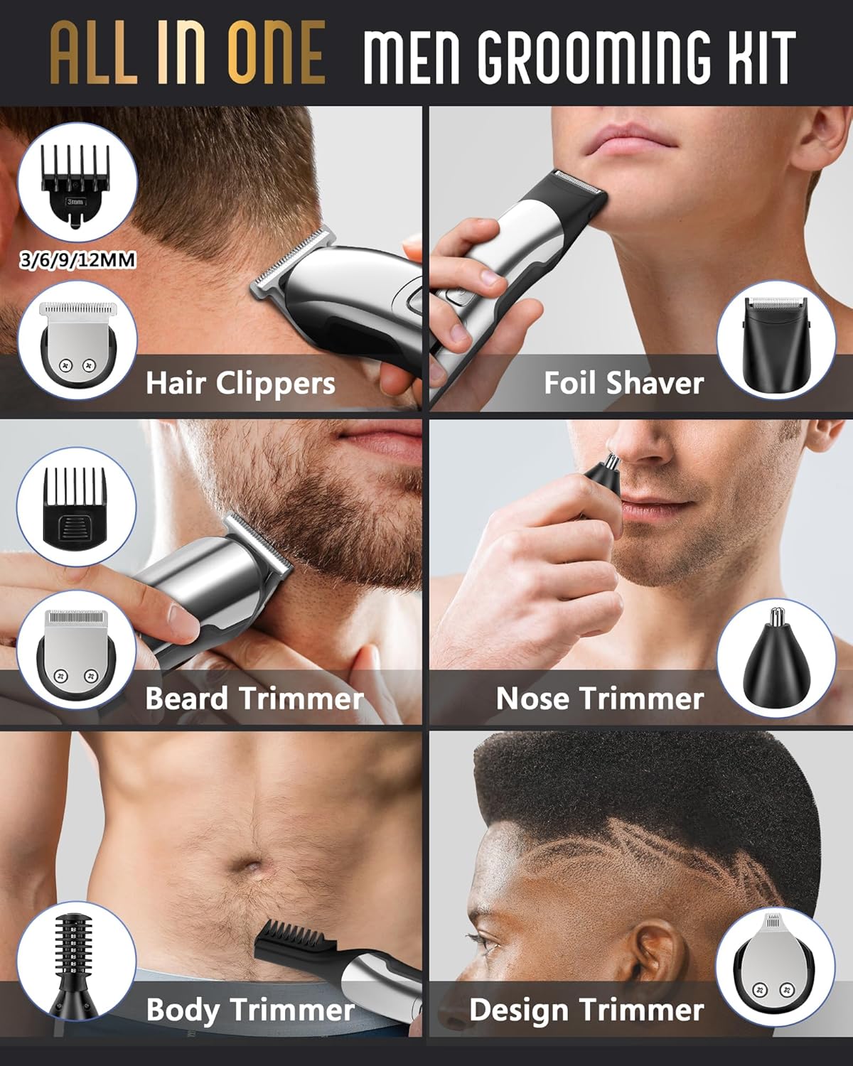 Ufree Beard Trimmer - Waterproof Electric Razor for Face, Nose & Body Grooming | Cordless Hair Clippers
