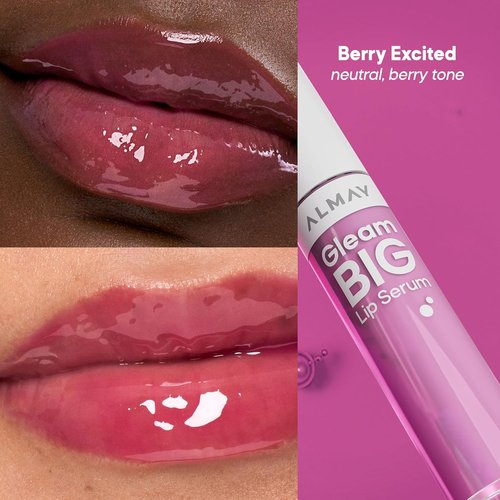 Almay Gleam Big™ Lip Serum - Hydrating, Moisturizing, Hypoallergenic Lip Gloss | 400 Berry Excited, 0.13 fl oz