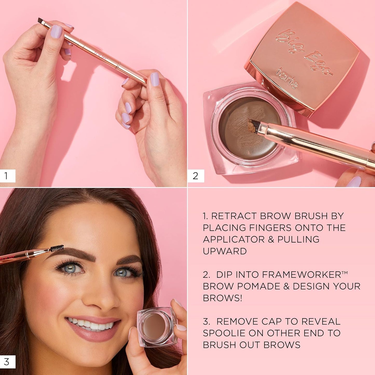 Tarte Big Ego Frameworker Brow Pomade - Creamy, Pigmented Eyebrow Gel | Waterproof & Longwear Formula with Vitamin E