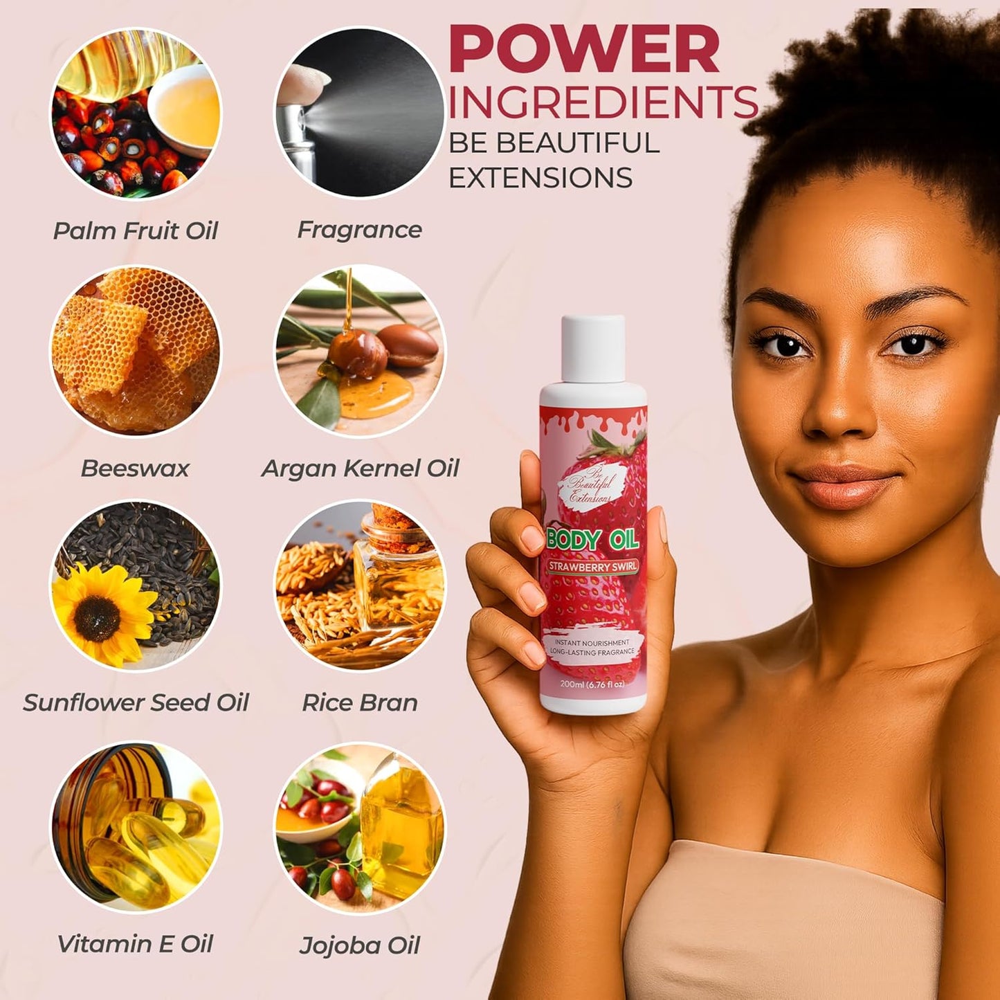 Skiennix Body Oil - Deep Hydration Formula for Nourished, Radiant Skin | 6.76 oz Strawberry Scent