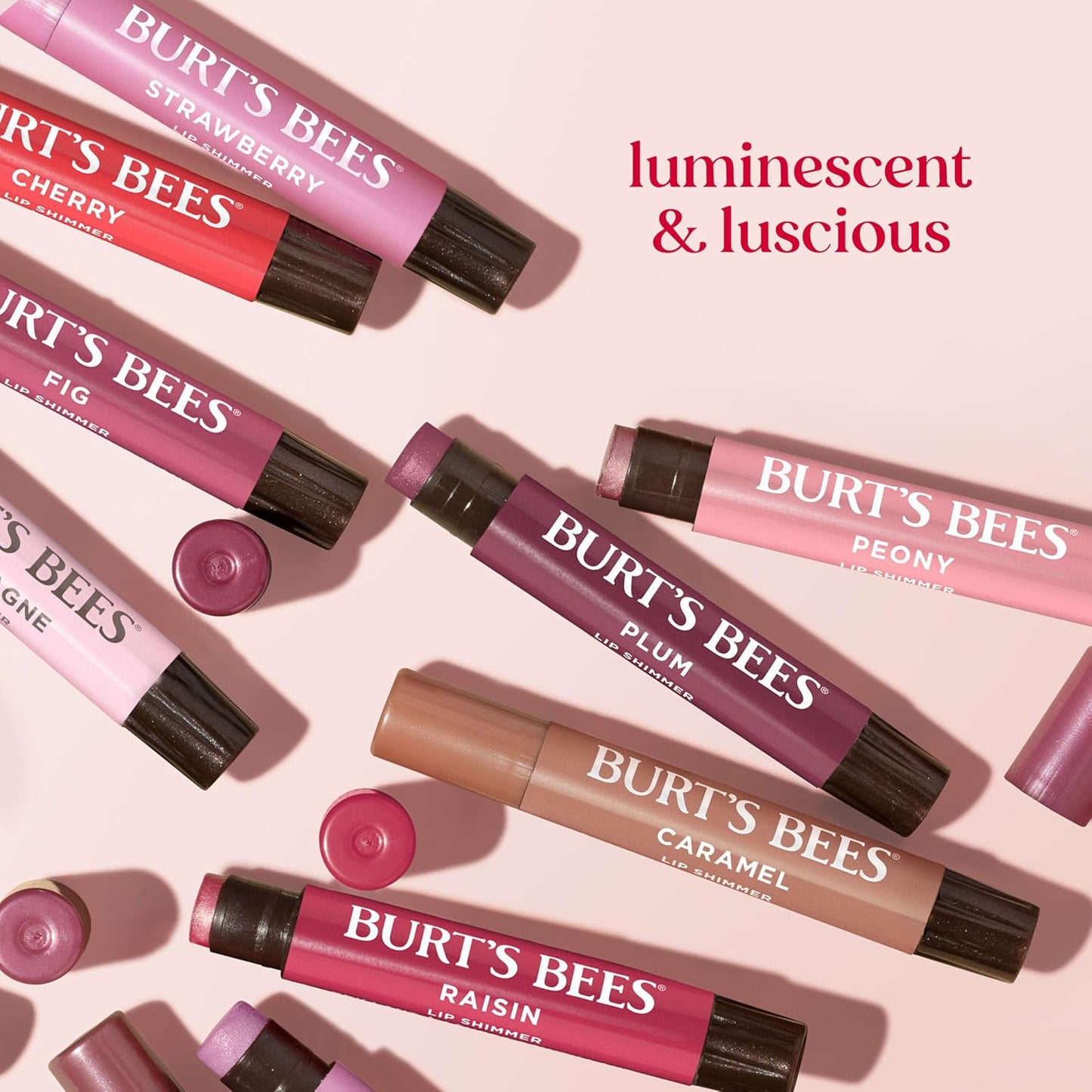Burt's Bees Lip Shimmer - Tinted Lip Balm Stick for All-Day Hydration | 3 Warm Shades, 0.09 Oz Each