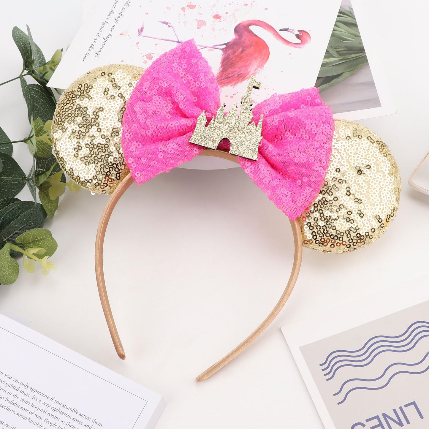 AQOKKA 1 Pcs Mouse Ears Headbands with Bow for Birthday Party, Hair Hoop Party Decoration Cosplay Costume Hair Accessories for Women & Girls