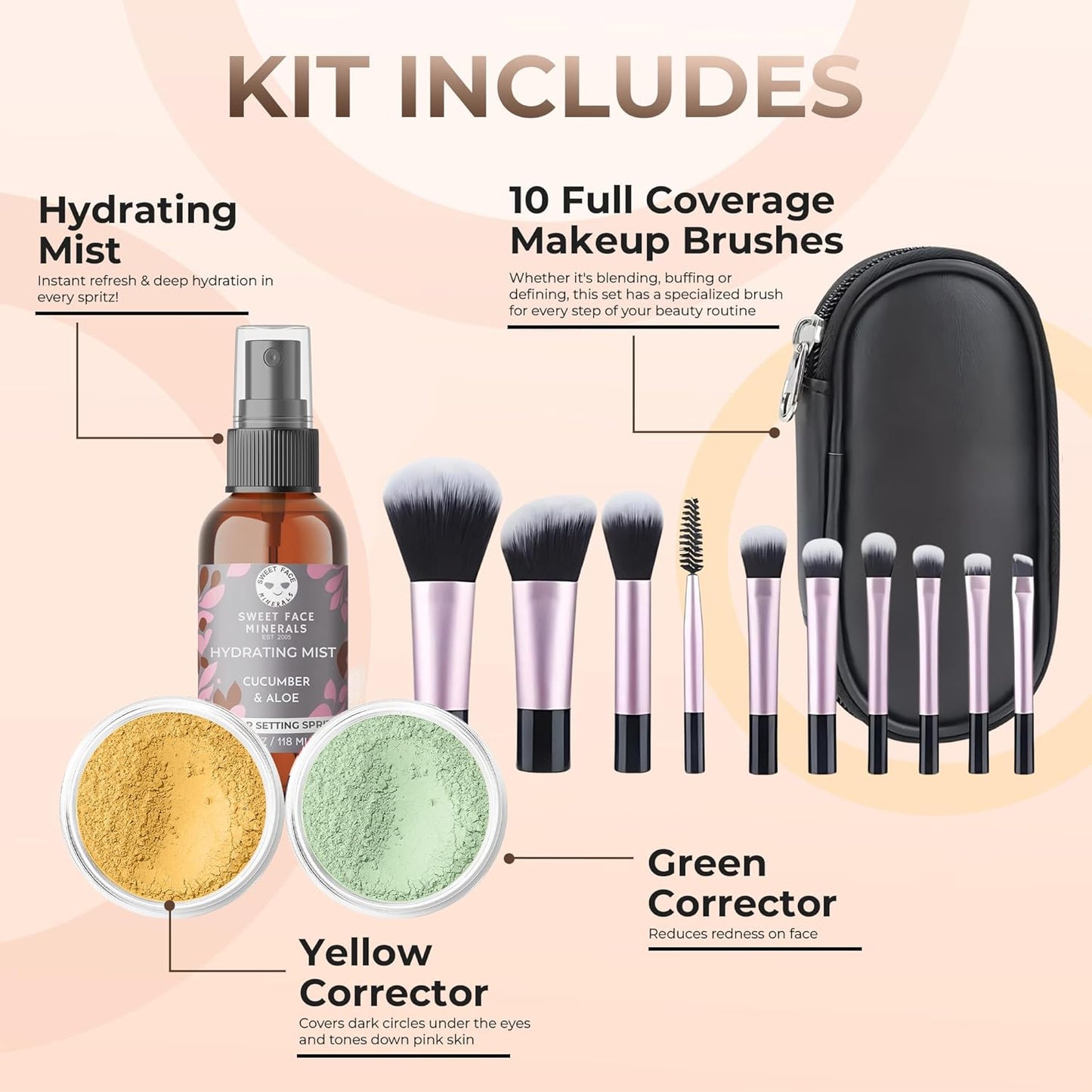 Skiennix Full Size Mineral Makeup Set - Matte Foundation & Sheer Powder in Beige