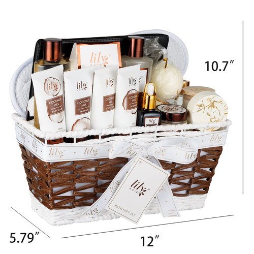 18 Pcs Lily Roy Gift Baskets for Women Beauty & Care Spa Set Birthday Gifts for Mom Men Bath and Body Gift Basket for Women and Men Christmas Spa Kit Spa Gift Basket Idea with Shower Gel, Bubble Bath
