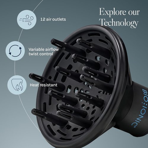 Bio Ionic Universal Diffuser - Fast-Drying Hair Dryer Attachment for Frizz Control & Shine | Fits 2.25" Blow Dryers