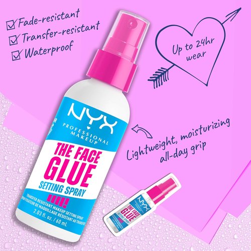 NYX Professional Makeup Face Glue Setting Spray - Transfer-Resistant & Waterproof | 24HR Makeup Wear