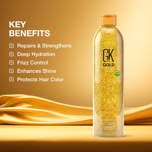 GK HAIR Gold Shampoo - Hydrating Hair Cleanser with Aloe Vera & Shea Butter | 8.5 Oz for Frizz Control & Shine