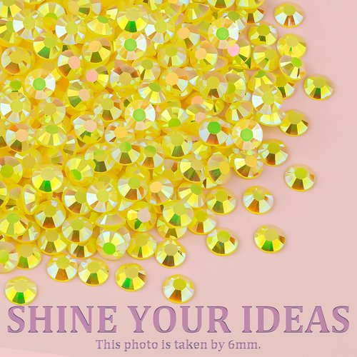 Resin Jelly Rhinestones for Crafting with B7000 Jewelry Glue, 1 Box Lemon Yellow AB Flatback Crystal with 3Pcs 10ml Glue, Bedazzling Non Hotfix Gems for DIY Tumblers Clothing Shoes Manicure