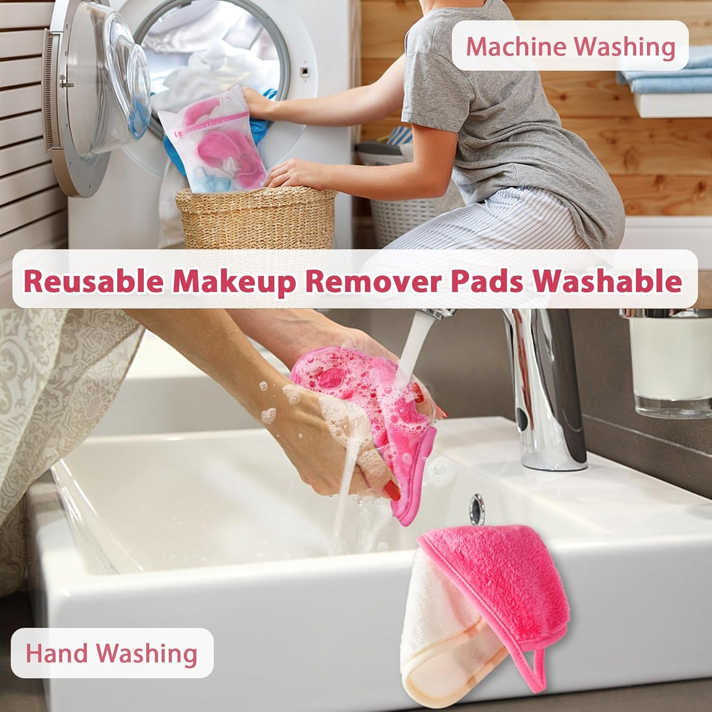 Skiennix Makeup Remover Cloths - Reusable Microfiber Face Towels | 6" x 6" | 12 Pack with Mesh Bag