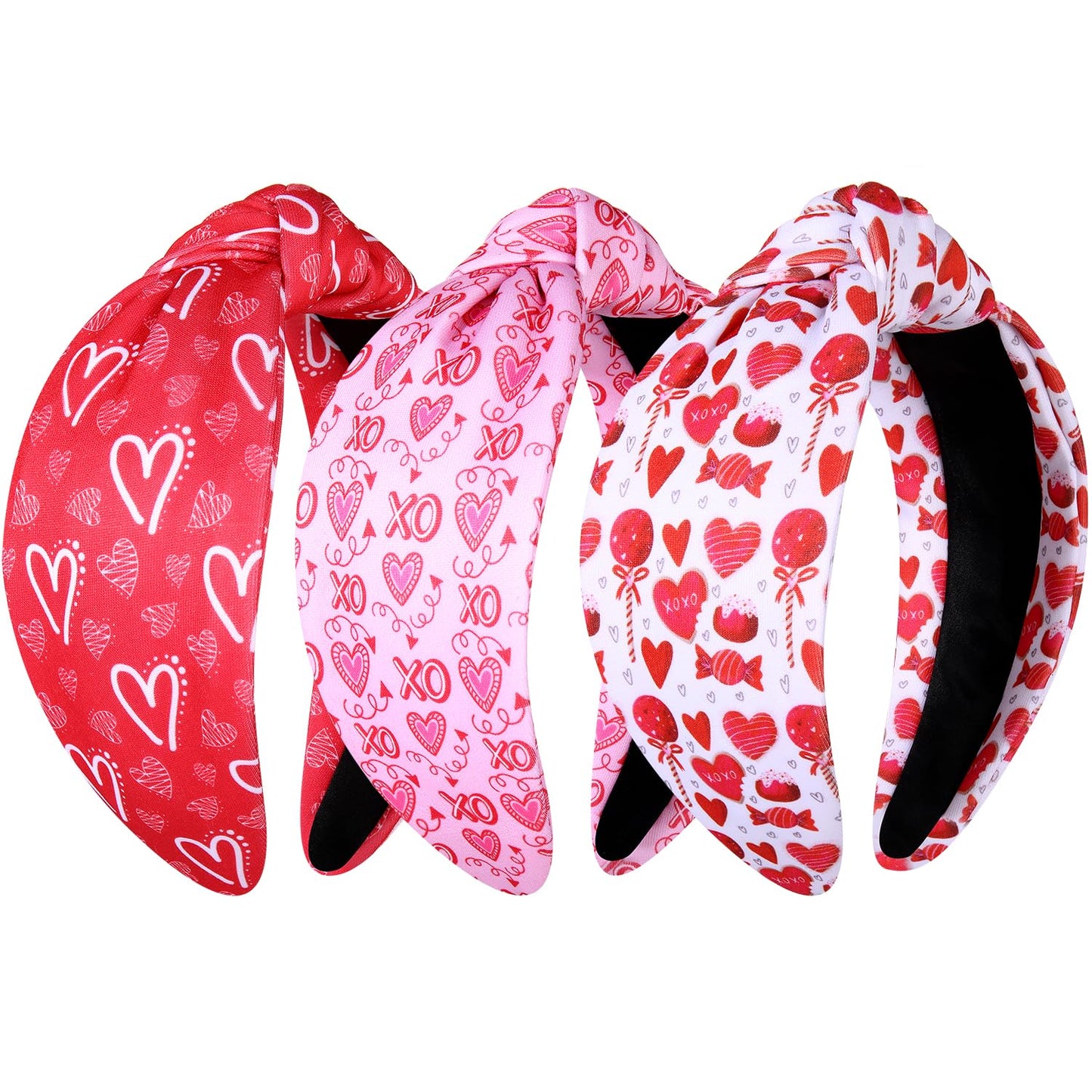 JERTOCLE Valentine's Day Headband Holiday Headband Accessories for Women Printed XOXO LOVE Heart Knotted Headband Valentines Galentines Party Favors (Valentines B)