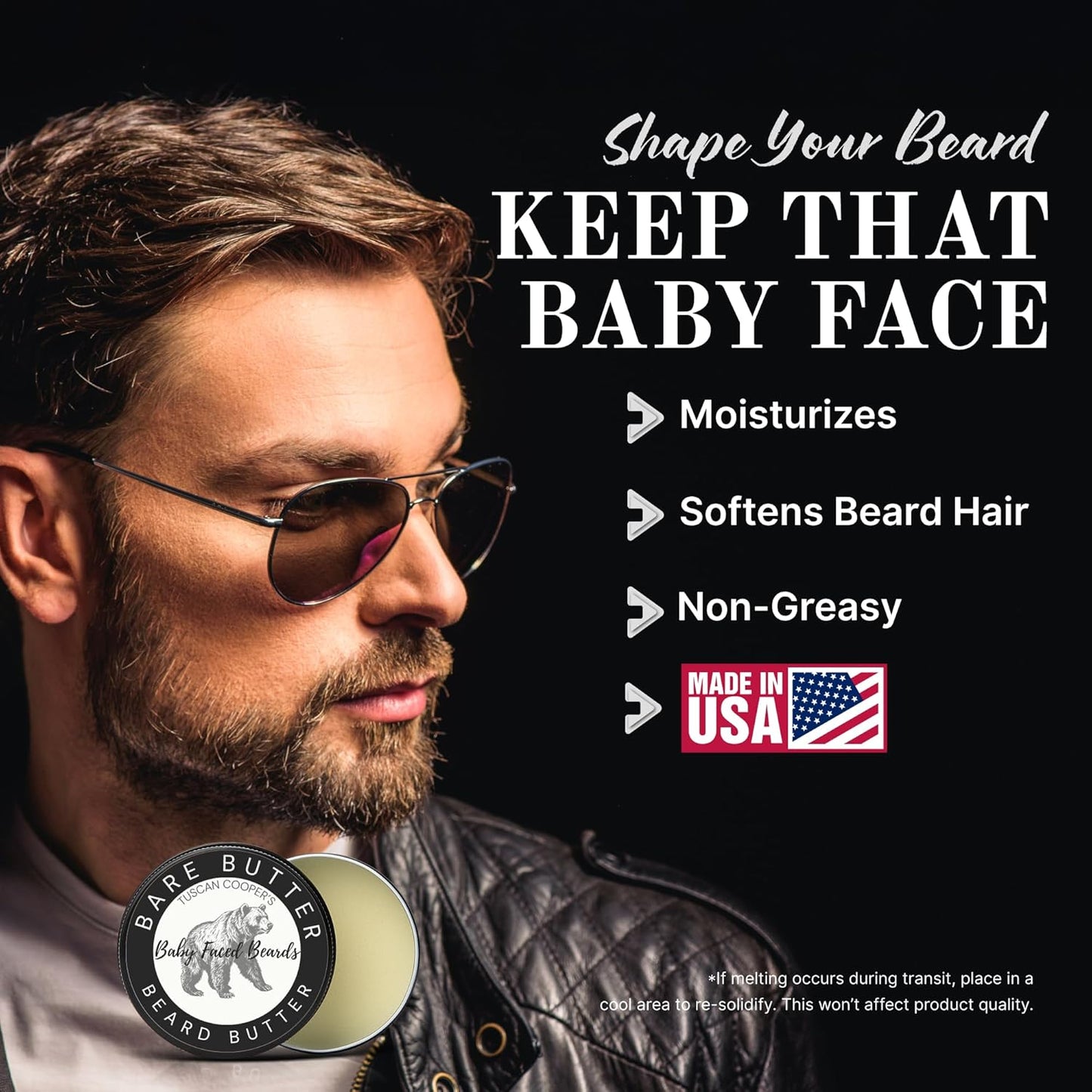 Tuscan Cooper's Beard Butter - Moisturizing Balm for All Hair Types | 4oz Bare Unscented Hydration