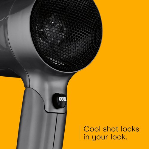 Conair Travel Hair Dryer - 1875W Compact Dual Voltage Blow Dryer with Folding Handle - Gray
