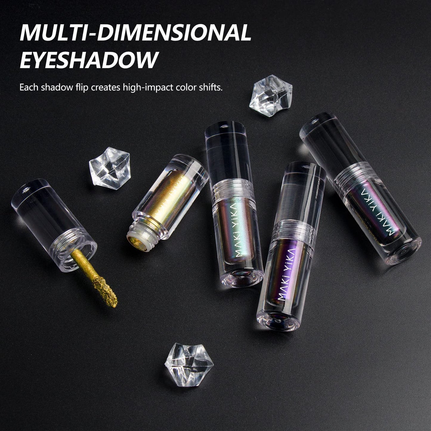 MAKI YIKA Liquid Eyeshadow Chameleon Metallic Eyeshadow Color Shifting Highly Pigmented Long Lasting With No Creasing Multichrome Eye Topper Glitters (#4 Sunrise)