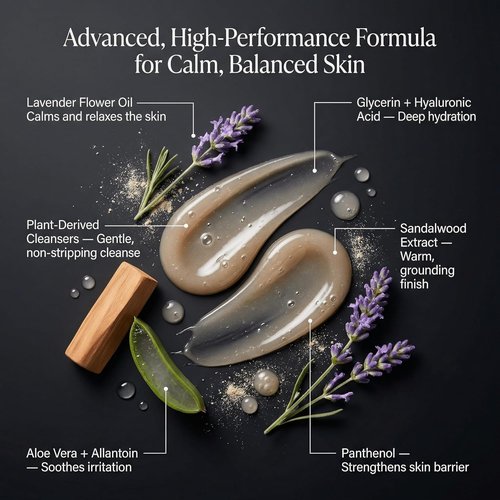 HygieneLab Men's Natural Body Wash - Ultra Hydrating Lavender Sands | EWG Verified, Sulfate-Free (10 oz)