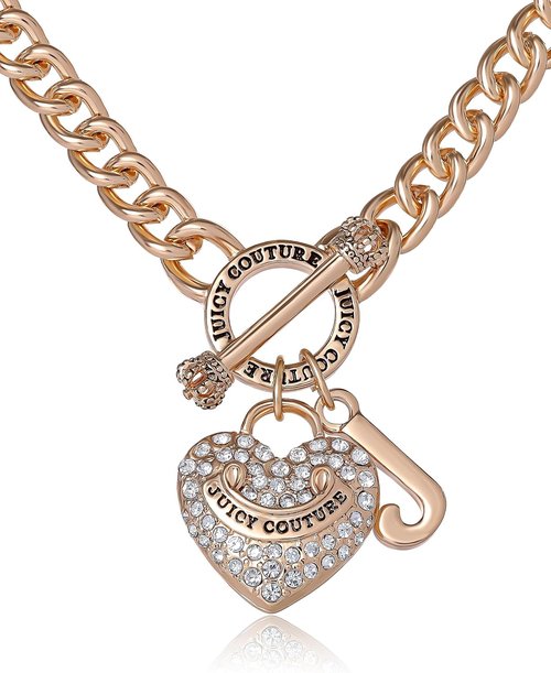 Juicy Couture Heart Pendant Necklace for Women - Gold-Tone Logo Design | Perfect Mother's Day Gift