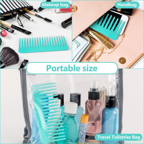 Patelai Wide Tooth Comb - Large Hair Detangler for Curly & Wet/Dry Hair | No Handle, White & Cyan