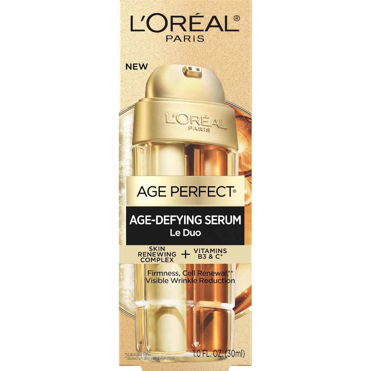L'Oreal Paris Age Perfect Serum - Brightening & Firming Anti-Aging Formula with Collagen Peptide & Vitamin C, 1 fl oz