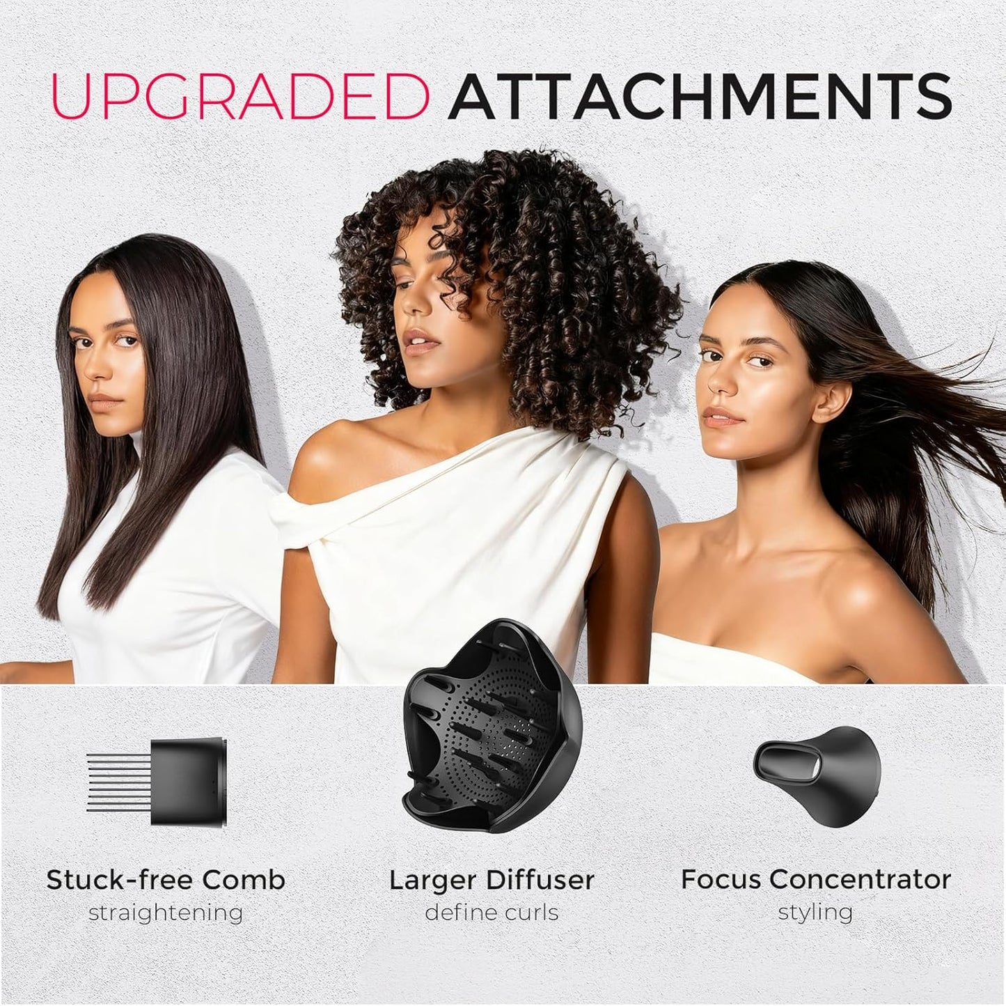 TYMO Diffuser Hair Dryer - 300 Million Ionic Technology, Lightweight Travel Blow Dryer with Comb Attachment, Black
