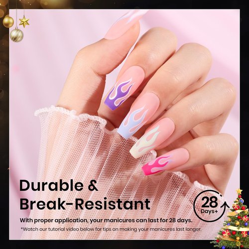Beetles Gel Nail Tips Medium Coffin Etch X, 12 Sizes 288Pcs Pre Shaped Half Matte Full Cover Press On False Nails Tips Acrylic Fake Nail Extensions Kit Easy DIY Salon Manicure Gift for Women