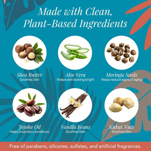 Saavy Naturals Deeply Hydrating Body Cream for Dry Skin – Nourishing Shea Butter, Plant-Based & Sustainably Sourced – Tahitian Vanilla – 8.5 fl oz, 2 pack