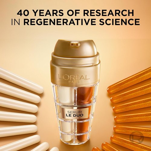 L'Oreal Paris Age Perfect Serum Le Duo, Brightening, Firming and Anti-Aging Serum for Face with Collagen Peptide, Vitamin C and B3, 1 fl oz + Sample