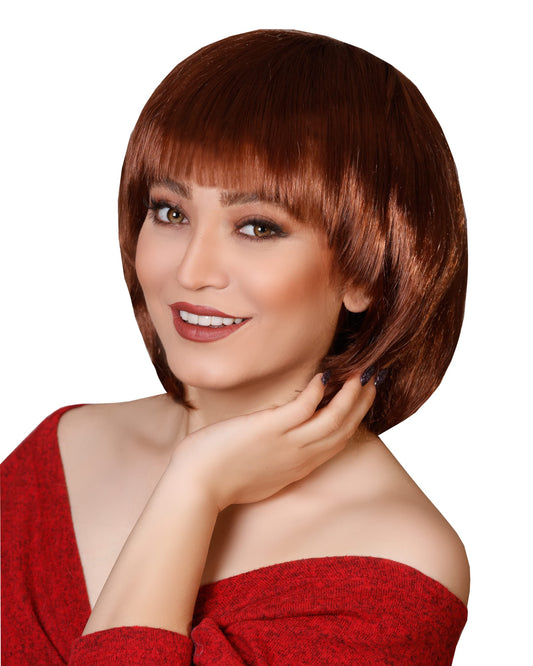 Matissa Short Straight 10" Bob Wig with Bangs Synthetic Fancy Dress Costume Halloween Party (Brown)